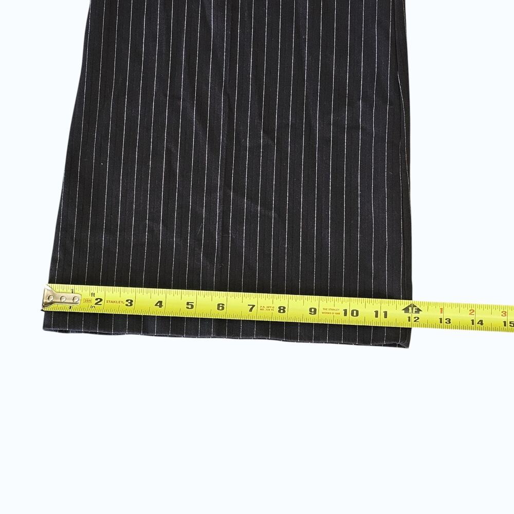 Arden B Y2K Black Pinstripe Wide Leg Dress Pants Chevron Waist Button Size 2 - Picture 7 of 9